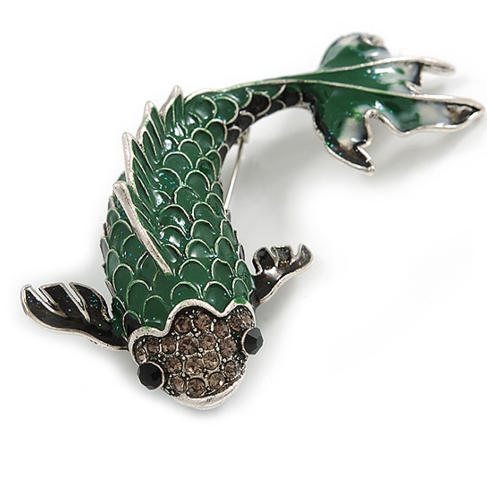 Betsey Johnson Green Fish Brooch Pin
